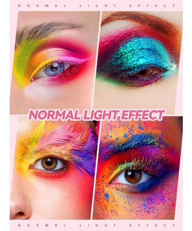 Kalolary Glow in the Dark Neon Eyeshadow Palette - 24 Colors, UV Glow, Matte & Glitter, Highly Pigmented, with 4 Brushes - Buy Online on GoSupps.com