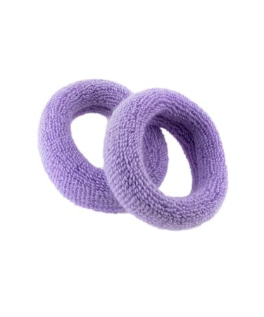 8161-002 - Set with 2 maxi hair gum made of cotton terry - Made in Italy - 2 cm x diameter approx. 7 cm (lavender) - Couple hair tie for Italian demolition