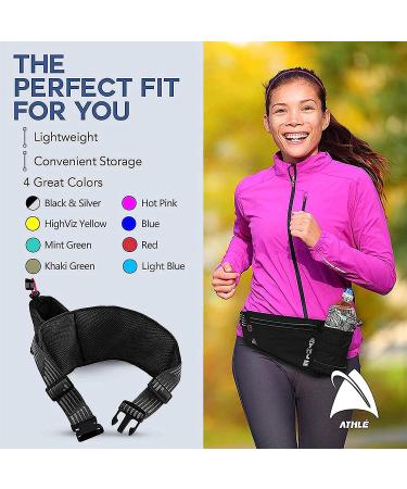 Athle Sport Running Belt with Vertical Bottle Pocket Black - Buy Online on GoSupps.com