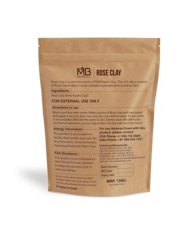 MB Herbals Rose Clay 8 oz (227g) - Pink Kaolin Clay for Face Packs | Excess Oil Removal & Gentle Exfoliation - Buy Online on GoSupps.com