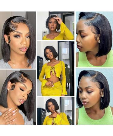 DULOVE 12 Inch Bob Wig Human Hair 13x4 HD Lace, 150 Density Short Bob Glueless Wig for Black Women - Pre Plucked with Baby Hair, Natural Color - Buy Online on GoSupps.com