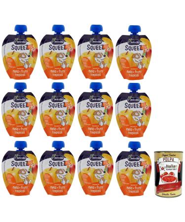 Italian Gourmet E.R. Melinda Mela & Frutti Tropicali 100% Apple and Tropical Fruit Puree 90 g + 400 g Box of 12