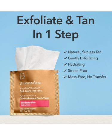 Dr. Dennis Gross Glow Pad Self-Tanner for Face Exfoliating & Anti-Aging Towelette with AHAs & BHAs Buildable Natural Glow Hydrating & Streak-Free Application 20 Pack - Buy Online on GoSupps.com