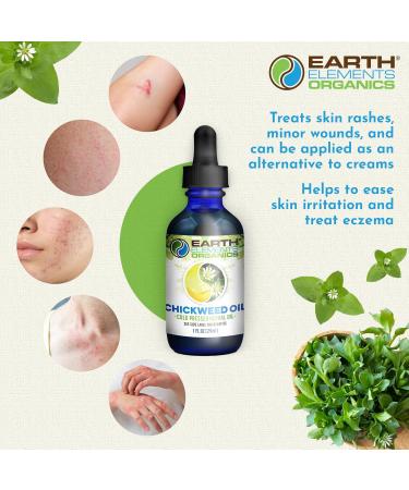 Earth Elements Organics Chickweed Oil Herbal Remedy Infused in Sunflower Seed Oil Organic Skincare for All Skin Types - 1 fl oz - Buy Online on GoSupps.com