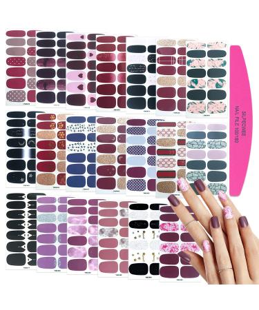 SILPECWEE 20 Sheets Nail Wraps for Women Nail Polish Strips Adhesive Nail Polish Sticker Gel Nail Strips Nail Art Accessories with 1pc Nail File NO2
