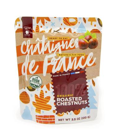 Organic Roasted Chestnut Pouches from Ardeche - Pack of 12, 3.5 oz - Ready-to-Eat Whole Chestnuts from France - Buy Online on GoSupps.com