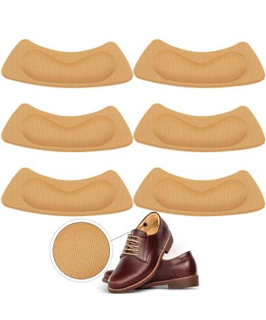 Greoer 6 Pieces Heel Cushion Insert Beige Soft Heel Grips Cushion Shoe Pads for Loose Shoes Self-Adhesive Heel Sports Cushion Anti-Slip Foot Shoe Insoles Sticker Heel Blister Protector for Women Men Light Brown