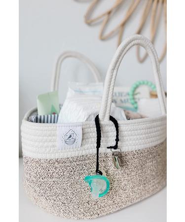 OrganiHaus Rope Diaper Caddy Basket & Changing Table Organizer - Brown/W hite - Buy Online on GoSupps.com