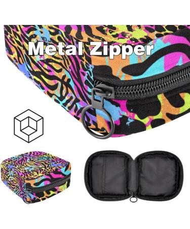 Colorful Animal Print Menstruation Pad Bag with Zipper Stylish Napkin & Tampon Storage for Women & Girls - Buy Online on GoSupps.com