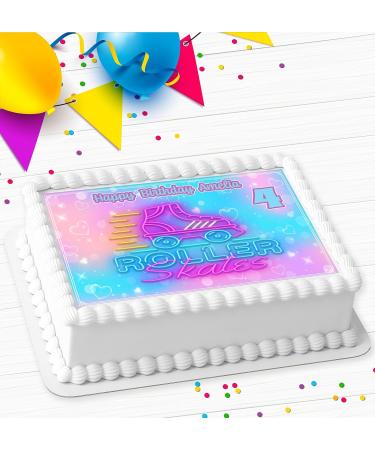 ROLLER SKATE BIRTHDAY PERSONALISED ICING EDIBLE COSTCO CAKE TOPPER R5-C03 - Buy Online on GoSupps.com