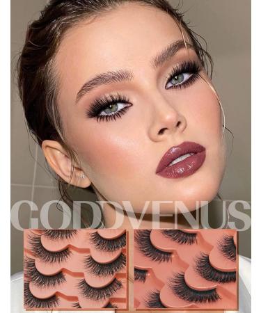 Goddenus I-Spiky Natural Mink Fluffy Wispy Cat Eye Lashes 16mm - 7 Pairs CC Curl Flat Short Strip Eyelashes for Extension-Like Look - Buy Online on GoSupps.com