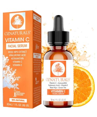 OZNaturals Vitamin C Serum For Face with Hyaluronic Acid - Anti Aging Serum With Pure Vitamin E Oil and Rosehip Oil - All Natural Antioxidant Facial and Skin Serum For A Brighter, Even Skin Tone