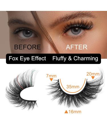 Dramatic Cat Eye Fake Lashes - 7 Pairs Pack, Faux Mink, Wispy & Fluffy, 8D Volume, Reusable & Cruelty-Free - Fox Eye Style - Buy Online on GoSupps.com
