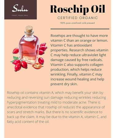 SULU ORGANICS 100% Pure Organic Unrefined Cold Pressed Rosehip Oil - Rosa Rubiginosa (4 fl.oz) | Premium Skincare & Natural Beauty Essential - Buy Online on GoSupps.com