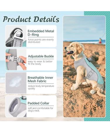 Kuoser Cool Vest for Dogs | Cooling Coat for Hot Summer Days | Breathable & Reflective Safety Jacket for Small & Medium Dogs - Blue S - Buy Online on GoSupps.com