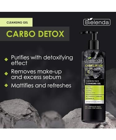 Bielenda Carbo Detox - Purifies With Detoxifying Effect - Removes Make-Up And Excess Sebum - Mattifies And Refreshes The Skin - Carbo Detox Carbon Face Cleansing Gel For Mixed And Oily Skin - 195g - Buy Online on GoSupps.com