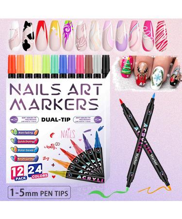 Nails-Art Lot de 24 marqueurs double extr mit pour la peinture des ongles 24 couleurs pour loisirs cr atifs salons domicile d butants pas de durcissement UV n cessaire - Buy Online on GoSupps.com
