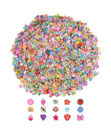 CCINEE Nail Art Slices,3D Assorted Slices Fruit Animal Flower Polymer Clay Slices for Slime Craft,4500PCS,1/5 Inche