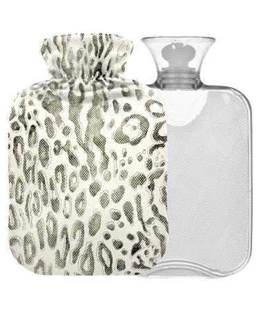 NAANLE hot water bottle with watercolor leopard pattern with reference transparent hot water bottle hot water bottle for bed handfoots warmer pain relief heat and cold therapy large 2 l