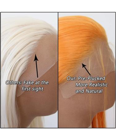 Orange Lace Front Wig - Long Straight Synthetic Hair for Black Women - Heat Resistant Fiber - Cosplay and Daily Wear - Buy Online on GoSupps.com