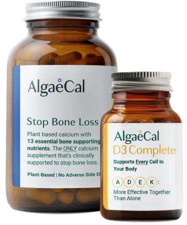 ALGAECAL Bundle - Vitamin D3 Complete (1000 IU) + K2 VIT E VIT A Basic Plant-Based Calcium for Bone Support