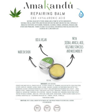Repairing Balm with Hyaluronic Acid - Acne Treatment - Moisturizes Repairs Skin - Peeling Itching Redness - 100ml - Amakandu - Made in Spain - Buy Online on GoSupps.com