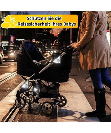 4 Universal Security Reflectors for Strollers - Velcro Fasteners | Sweet Babies & Clouds Moon Star Motif - Buy Online on GoSupps.com