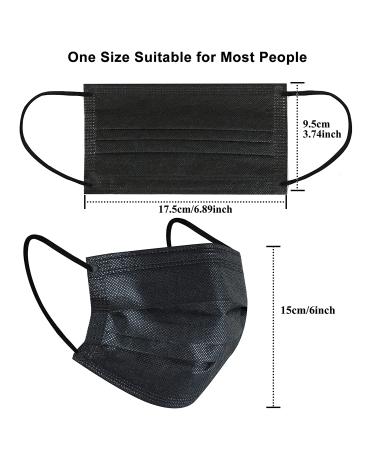 100pcs Black Disposable Face Masks - 3 Ply Adults Disposable Mask (100 Pcs) - Buy Online on GoSupps.com