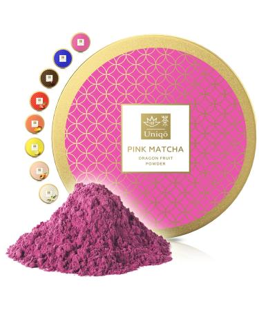 TEA Uniqo - Pink Matcha tea powder - ideal for ice cream latte shakes for baking or cooking - dragon fruit powder pity 100% natural without additives in re -lockable can