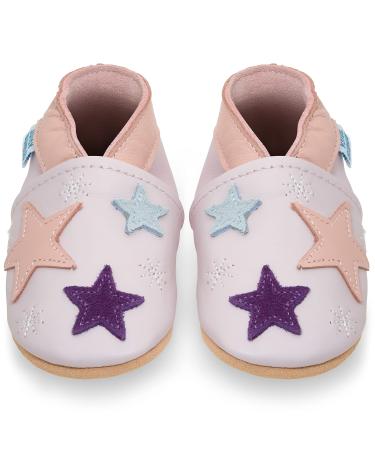 Baby Shoes with Soft Sole - Baby Girl Shoes - Baby Boy Shoes - Leather Toddler Shoes - Baby Walking Shoes 6-12 Months Purple Stars