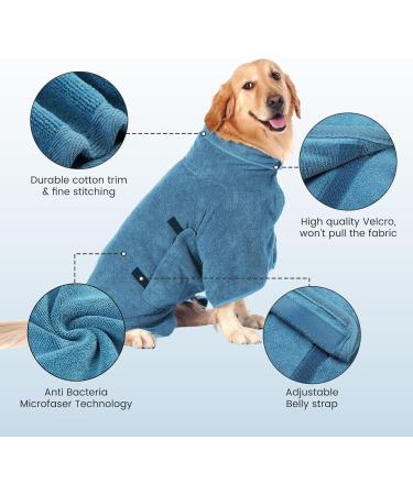 Pettom Dog Bathrobe - Fast-Drying Microfiber & Super Absorbent Cotton for XS S M L Dogs - Upgraded Blue Fabric - Buy Online on GoSupps.com