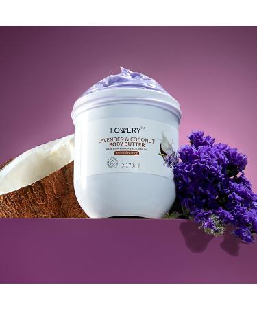 LOVERY Lavender & Coconut Body Butter - 6oz Ultra-Hydrating Shea Cream with Jojoba Oil & Vitamin E - Natural Moisturizer for All Skin Types - International Shipping Available - Buy Online on GoSupps.com