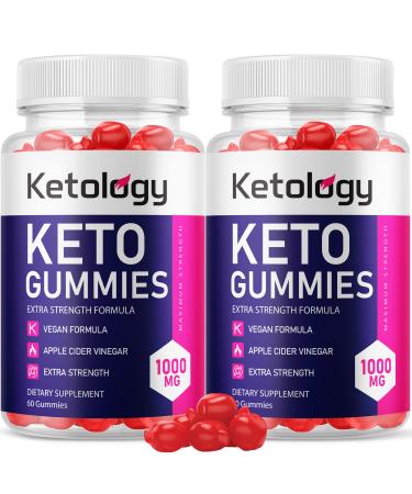 (2 Pack) Ketology Keto Gummies Ketology Keto ACV Gummies Ketology ACV Keto Gummies with 1000mg Apple Cider Vinegar Vitamin B12 Vitamin B6 Beet Root Juice Ketology Gummies Formula (120 Gummies)