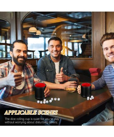 4-Piece PU Leather Dice Cups Set with Quiet Shaker and 20 Dices - Red Felt Lining for Craps and Farkle Games - Buy Online on GoSupps.com