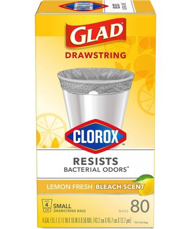 Glad Lemon Fresh Bleach Scent Small Kitchen Trash Bags - 4 Gallon, 80 Count - Buy Online on GoSupps.com