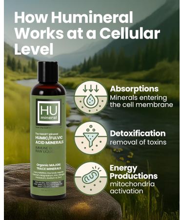 Humineral Fulvic Acid Trace Minerals Drops for Water - Raw Liquid Ionic Minerals with Humic Acid & Electrolytes - Energy Immune & Gut Support Detox - Vegan Plant-Based Concentrate - 8 oz - Buy Online on GoSupps.com