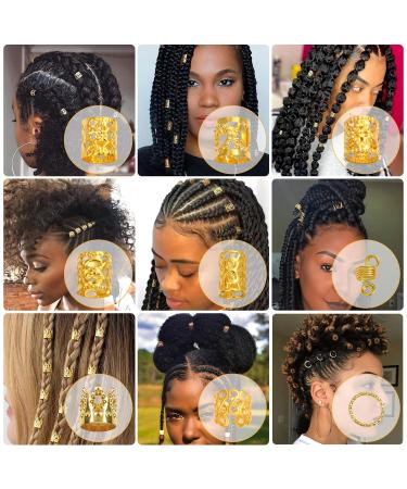 Lucomb 220-Piece Gold Hair Jewelry Set for Braids & Dreadlocks - Metal Cuff Clips Rings & Accessories for Women - Buy Online on GoSupps.com