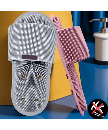 Shower Foot Scrubber with Silicone Bristles - Non-Slip Suction Cups for Exfoliating Massage - Blue Slipper for Adults - Improve Circulation & Soothe Tired Feet - Buy Online on GoSupps.com