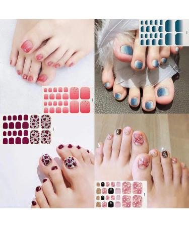 DANNEASY 20 Toe Nail Stickers Full Nail Wraps - Self Adhesive Toenail Polish Strips with File and Cuticle Stick Kit - Buy Online on GoSupps.com