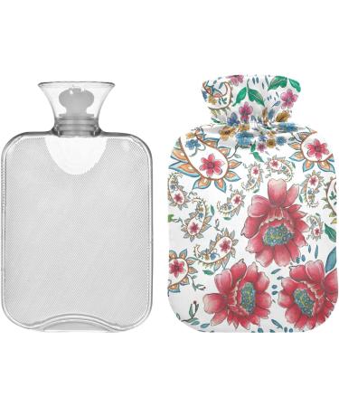 Naanle Paisley Floral Hot Water Bottle | 2L Transparent for Hot & Cold Therapy | Large Heat Relief for Bed Hands & Feet - Buy Online on GoSupps.com
