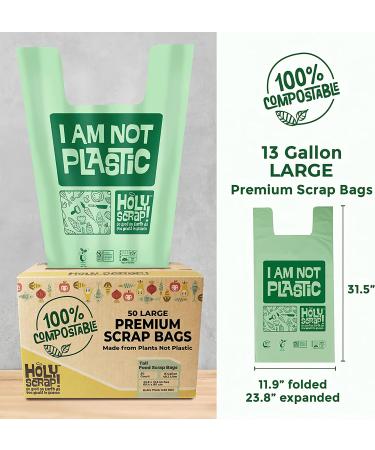 Holy Scrap! 13 Gallon Compostable Trash Bags - 50 Pack Eco-Friendly Garbage Bags for Kitchen, Bathroom, Yard Waste - Food Waste Compost Bags 50 Count - Buy Online on GoSupps.com