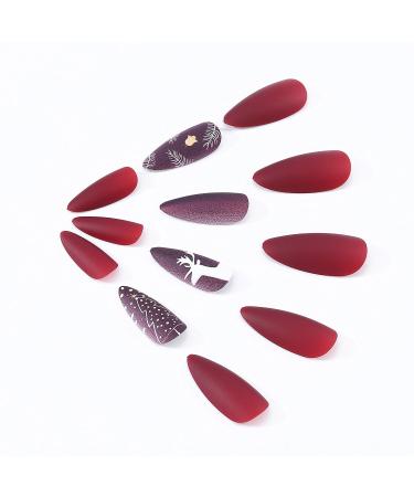 Brishow Christmas Artificial Ballerina Nails Moose Design 24 Full Cover Acrylic Press-On Nails for Women & Girls - Buy Online on GoSupps.com