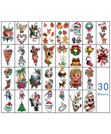 SOOVSY Christmas Temporary Tattoo Sticker Set - 40 Sheets for Kids Party, Santa Claus, Rudolph, Snowman, Tree, Hat, Stocking Designs - Fun Holiday Temp Tattoos for Girls & Boys - Buy Online on GoSupps.com
