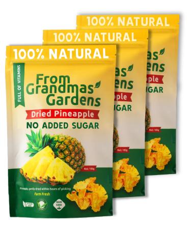 Dried Pineapple - From Grandmas Gardens | 3 x 100g | Healthy Vegan Snack | 100% Natural | No Added Sugar | Rich in Vitamins | No Preservatives | GMO free 3 pack - Buy Online on GoSupps.com