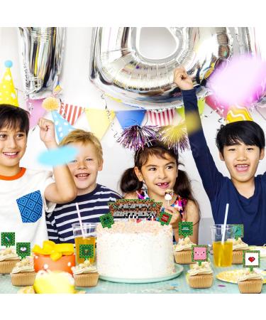 40 Pieces Pixel Cake Toppers - Video Game Muffin & Cake Decorations for Young Girls' Birthday Parties - Green Pixel Tortendeko - Buy Online on GoSupps.com