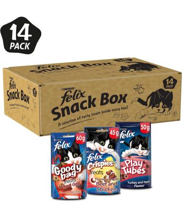 Felix Mix Cat Treats Brown Pack of 14 Assorted 54.64 g (Pack of 14) - Buy Online on GoSupps.com