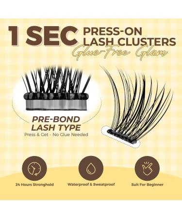 LASHVIEW Self Adhesive Lash Clusters - Natural 10-16mm Press-On Eyelashes Kit with Tweezers | No Glue Needed | 40PC Individual Lash Extensions - Buy Online on GoSupps.com