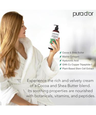 PURA D'OR HydraRenew Intense Moisturizing Lotion for Ultra Dry Skin Hand & Body Cream with Cocoa & Shea Butters Hyaluronic Acid GHK-Cu Copper Tripeptide-1 Marine Collagen Plant Stem Cells 16 oz - Buy Online on GoSupps.com