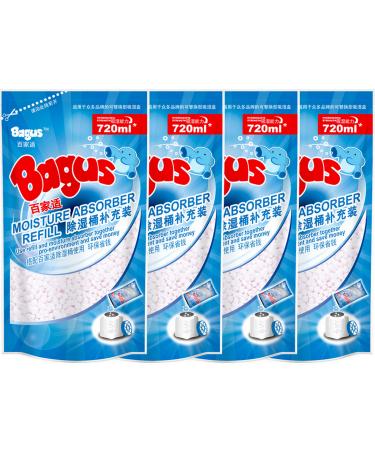 Bagus Moisture Absorber Refill BAG - Resealable Bag 13.5 Oz Each 4 Pack - Fragrance Free Moisture Absorber Refill for Attract Extra Moisture from Bathrooms Storage