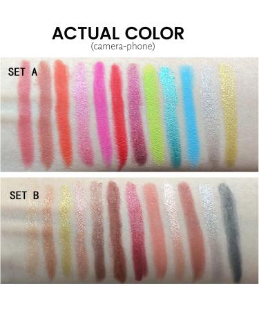 PICKX 12 Colors Cream Eyeshadow Stick Set Waterproof and color lasting eye shadow color-rich eyeshadow matte & pearlescent eyeshadow Fine-nib eyeshadow for detailed lines delicate and compact (B) - Buy Online on GoSupps.com